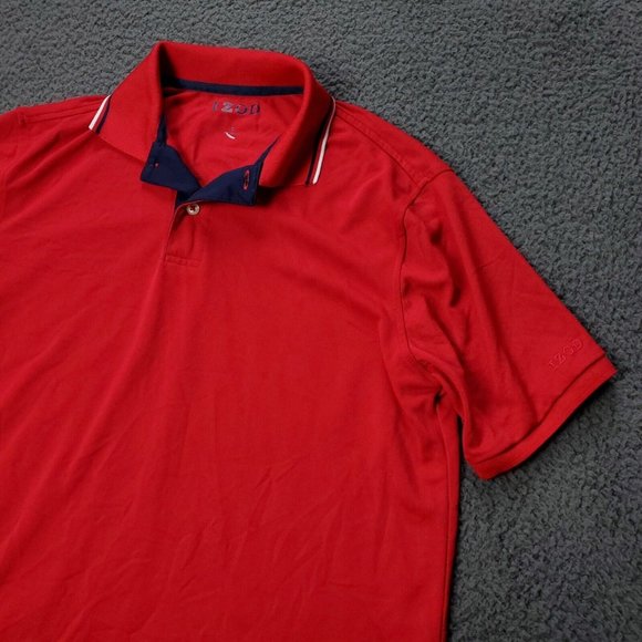 IZOD Athletic Polo Shirt Mens Size S Small Red Polyester Short Sleeve - Picture 1 of 7